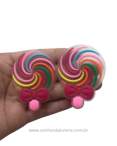 APLIQUE EMBORRACHADO PIRULITO LAÇO PINK 5CM (2 UNIDADES) - comprar online