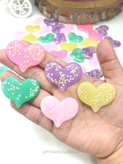 CORAÇÃO EM ACRÍLICO COM ESTRELAS 3X4CM COM 2 UNIDADES - comprar online