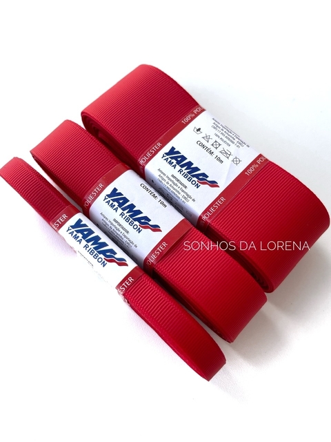 FITA GORGURÃO LISO YAMA COR 235 POPPY RED COM 10 METROS