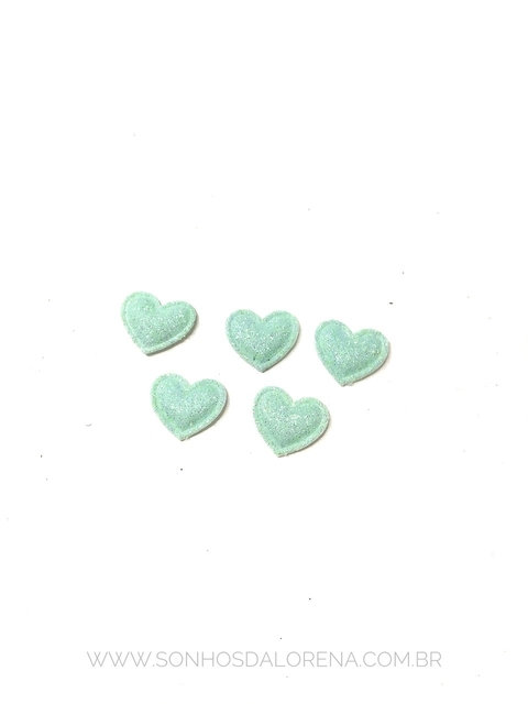MINI CORAÇÕES 1,5CM VERDE BB GLITER KIT COM 5 UN