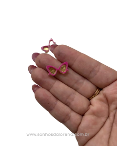 APLIQUE ACRILICO OCULOS DA BARBIE PINK COM DOURADO 2CM (2 UNIDADES) - comprar online