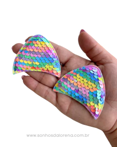 ORELHA COM PAETES 6x5CM MULTICOLORS 2 UNIDADES - comprar online