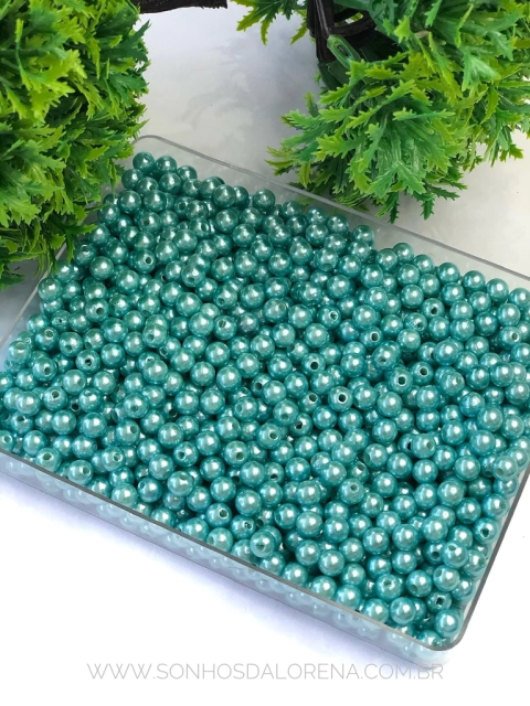 PEROLAS EM ABS AZUL TIFFANY 6MM COM 30 GRAMAS