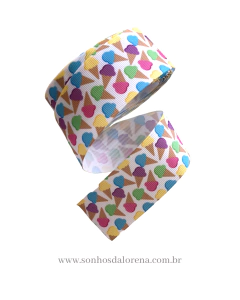 FITA ESTAMPADA SORVETE COLORIDO DE 38MM PEÇA COM 3 METROS - loja online