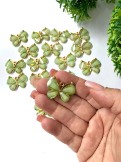 APLIQUE BORBOLETA METAL VERDE UNIDADE TAMANHO 2,8CM - comprar online