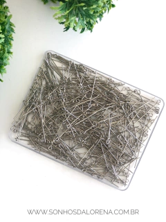 ALFINETE CONTRA PINO LATÃO PRATA PARA PULSEIRA 10 GRAMAS TAM. 3,3CM X 10MM