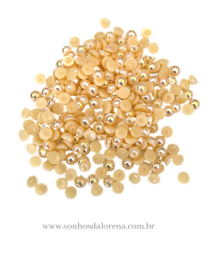 MEIA PEROLA DE 5MM IRISADA COM 10 GRAMAS BEGE
