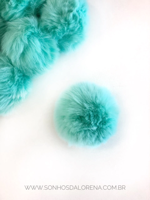 POMPOM DE PELUCIA 7CM VERDE TIFFANY GRANDÃO UNIDADE