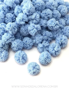 POMPONS DE MALHA 2,5CM AZUL CLARO (10 UNIDADES)