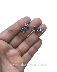 ENTREMEIO DUPLO DE BORBOLETA METAL AZUL ROYAL 2CM POR UNIDADE - comprar online
