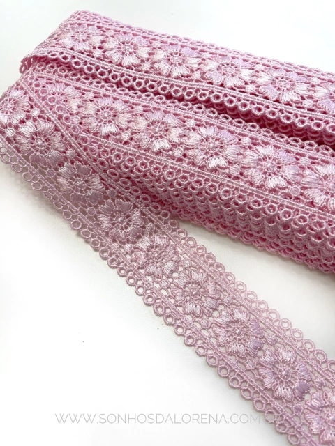 GUIPI DE RENDA 40MM ROSA BEBÊ 1 METRO