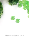 APLIQUE DE RESINA LETRAS S VERDE NEON COM CONFETES KIT COM 2 UNIDADES