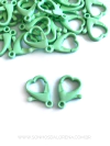 FECHO LAGOSTA CORACAO VERDE BEBE 3,5CM PARA MÁSCARAS KIT 02 UNIDADES