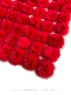 POMPONS ACHATADINHOS DE PELUCIA 4,5CM VERMELHO 2 UNIDADES
