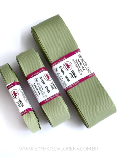 FITA GORGURÃO LISO SANDING COR 104 VERDE OLIVA COM 10 METROS - Sonhos da Lorena