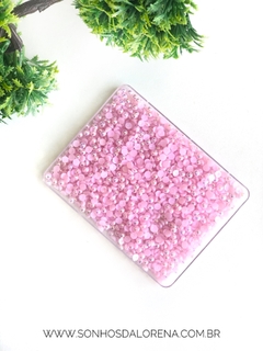 MEIA PEROLA 5MM IRISADA ROSA BEBÊ COM 10 GRAMAS