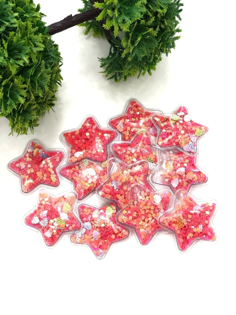 APLIQUE ESTRELA CRISTAL TRANSPARENTE CORAL COM 2 UNIDADES