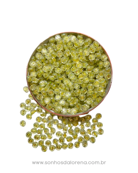 ENTREMEIO REDONDO ALFABETO TRANSPARENTE COM DOURADO 30 GRAMAS