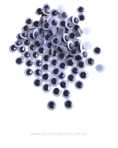 OLHO MOVEL DE PLASTICO 8MM COM 100 UNIDADES