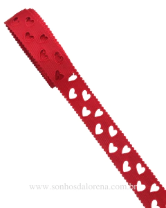 FITA YAMA 235 POPPY RED 22MM CORAÇÃO VAZADO COM 3 METROS