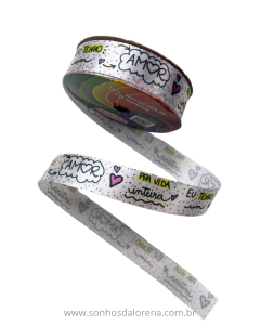 FITA SINIMBU ESTAMPA (EU TENHO AMOR PARA VIDA INTEIRA) (10METROS) TAMANHO:22MM ART: 1711/22 COR: 191 na internet