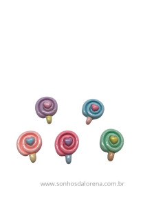 APLIQUES DE RESINA MINI PIRULITOS CANDY 1,5CM (5 UNIDADES)