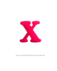 APLIQUE ACRILICO LETRA "X" ROSA NEON 2,5CM X 2,5CM UNIDADE