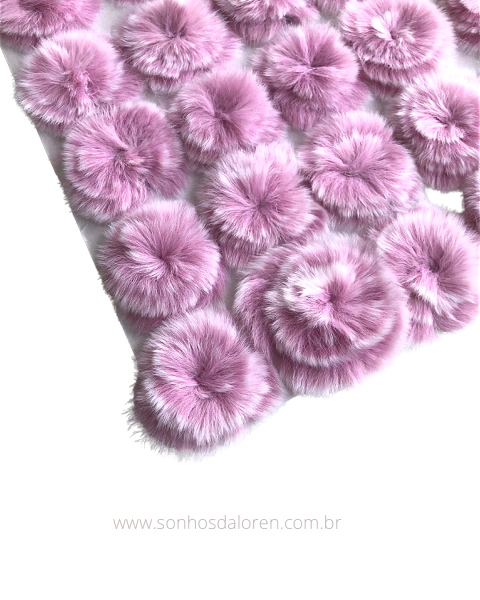 POMPOM ACHATADINHO DE PELUCIA 5,5CM ROSA TULIPA MESCLADO 2UNIDADES