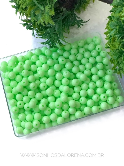 BOLAS LEITOSAS DE 8MM VERDE CITRINO COM 30 GRAMAS