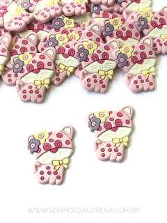 APLIQUE EMBORRACHADO ONCINHA ROSA 4,5CM 2 UNIDADES
