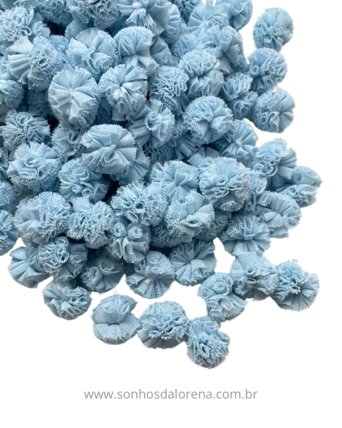 POMPONS DE MALHA 2,5CM AZUL BB (10 UNIDADES)