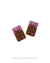 APLIQUE EMBORRACHADO BARRA DE CHOCOLATE COM GRANULADOS COLORIDOS (2 UNIDADES)