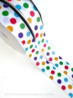 FITA ESTAMPADA COM BOLAS COLORIDAS DE 38MM PEÇA COM 3 METROS na internet