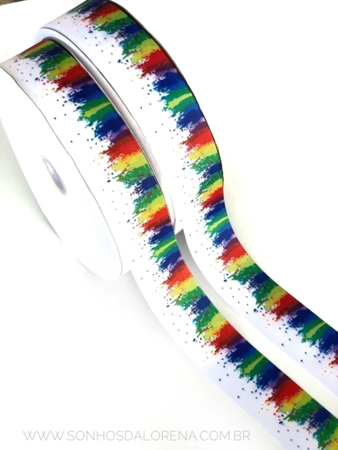 FITA ESTAMPADA COM AQUARELA DE 38MM PEÇA COM 3 METROS