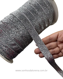 FITA DE LUREX SANDING 25MM PRATA POR METRO - comprar online
