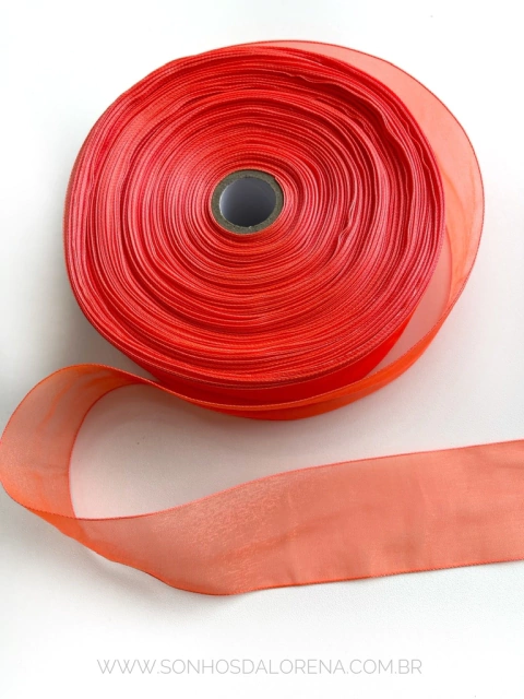 FITA ORGANZA YAMA NEW LARANJA NEON 23 DE 38MM 10 METROS