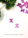 APLIQUE DE RESINA LETRAS X ROXO COM CONFETES KIT COM 2 UNIDADES