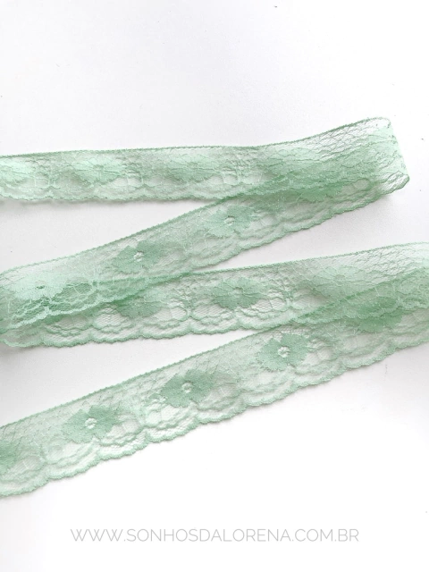 FITA RENDA RÍGIDA VERDE BEBÊ DE 37MM COM 2 METROS