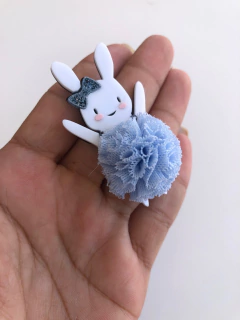 APLIQUE ACRILICO COELHA BAILARINA COM GLITTER AZUL 3CM X 5,5CM UNIDADE - comprar online