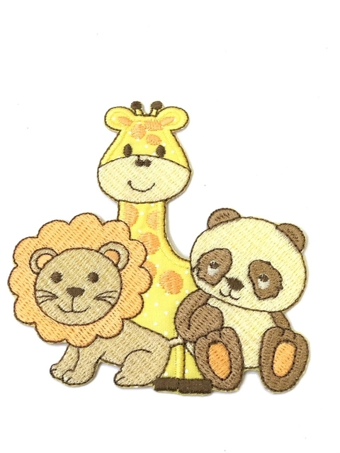 APLIQUE TERMOCOLANTE SAFARI URSO,GIRAFA E LEÃO TAM G 9,2X11CM UNIDADE