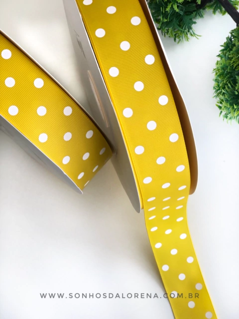 FITA YAMA DE POÁ 38MM AMARELA DAFFODIL 645 / WHITE 029 KIT COM 02 METROS
