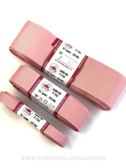 FITA GORGURÃO LISO SANDING COR 22 ROSÊ NOBRE COM 10 METROS