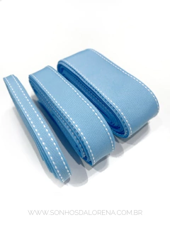 FITA PESPONTADA YAMA AZUL BB COM PESPONTO BRANCO KIT COM 5 METROS (BLUE MIST 311)