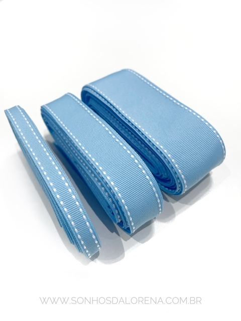 FITA PESPONTADA YAMA AZUL BB COM PESPONTO BRANCO KIT COM 5 METROS (BLUE MIST 311)