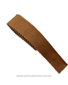 FITA TWILL POMPOM MARRON COM 3 METROS (38MM)