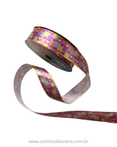 FITA SINIMBU ESTAMPA CORAÇÃO TONS CANDY (10METROS) TAMANHO:22MM ART: 1711/22 COR:190