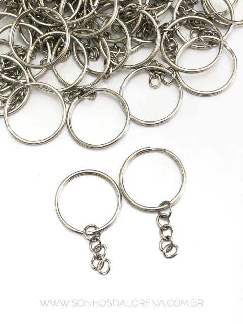 ARGOLA DE FERRO COM CORRENTE PRATA KIT 02 UNIDADES