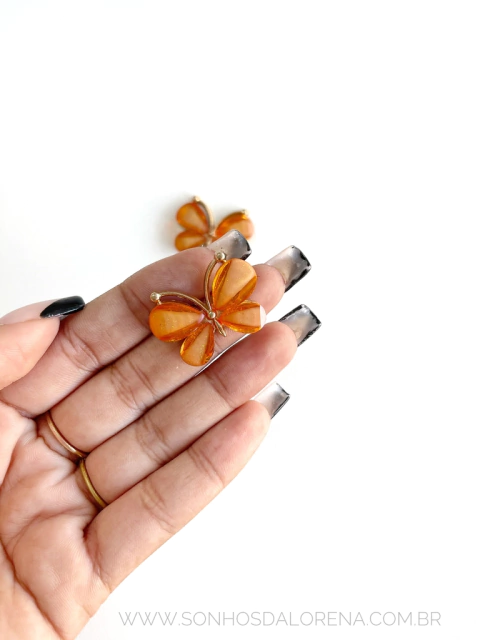 APLIQUE BORBOLETA METAL LARANJA UNIDADE