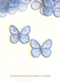 BORBOLETA AZUL BEBÊ EM GUIPI COM 02 UNIDADES