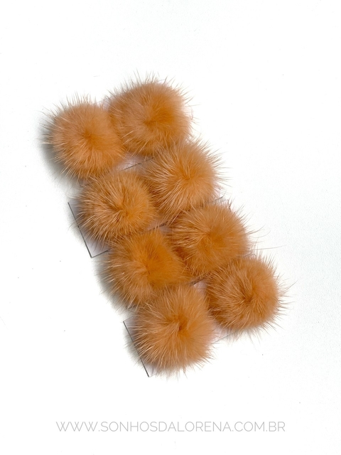 POMPONS ACHATADINHOS DE PELUCIA 2,5CM SALMÃO 2 UNIDADES